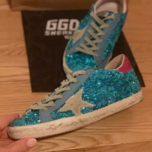 Golden Goose Superstar Blue Sequin Size 39